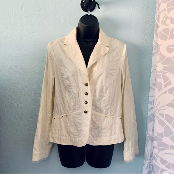 Bandolino Cream Cropped Blazer Jacket Size 10 - Picture 2 of 14